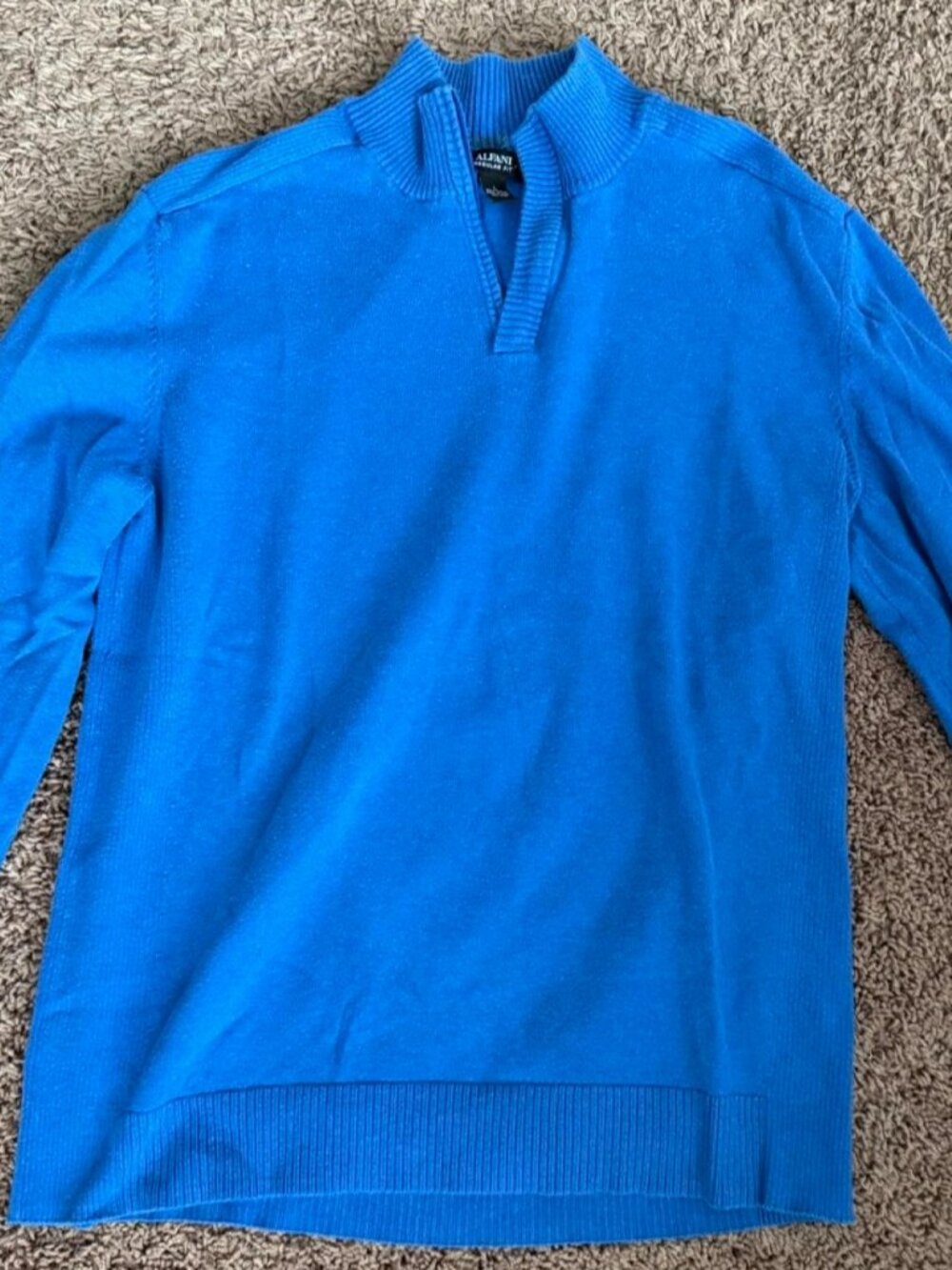 Alfani Blue Quarter Zip Sweater, Size L